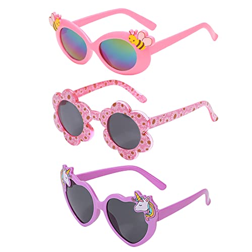 Hifot 3 Stück Kinder Sonnenbrille Einhorn Kunststoffrahmen Polarisiert Brille, Mode Rave...