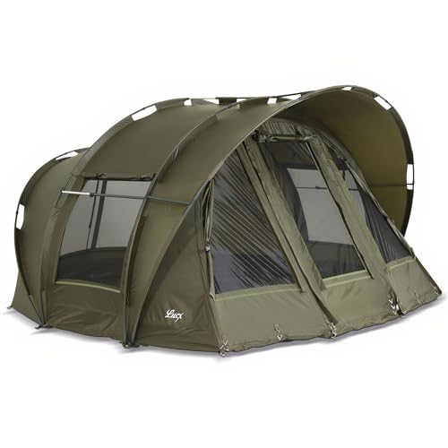 Lucx® Leopard Bivvy Angelzelt 2 bis 3 Personen Karpfenzelt 2 bis 3 Mann Anglerzelt Carp...