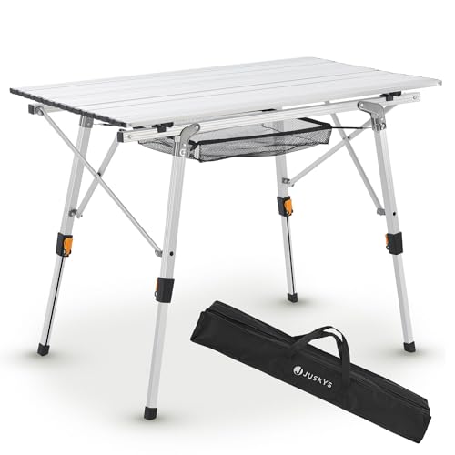 Juskys Campingtisch Picco - Aluminium Tisch 90 x 52 cm leicht, klappbar, höhenverstellbar...