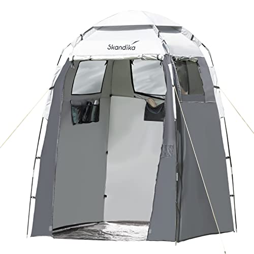 Skandika Camping Duschzelt | großes Umkleidezelt mit 230 cm Stehhöhe, silberbeschichtet,...