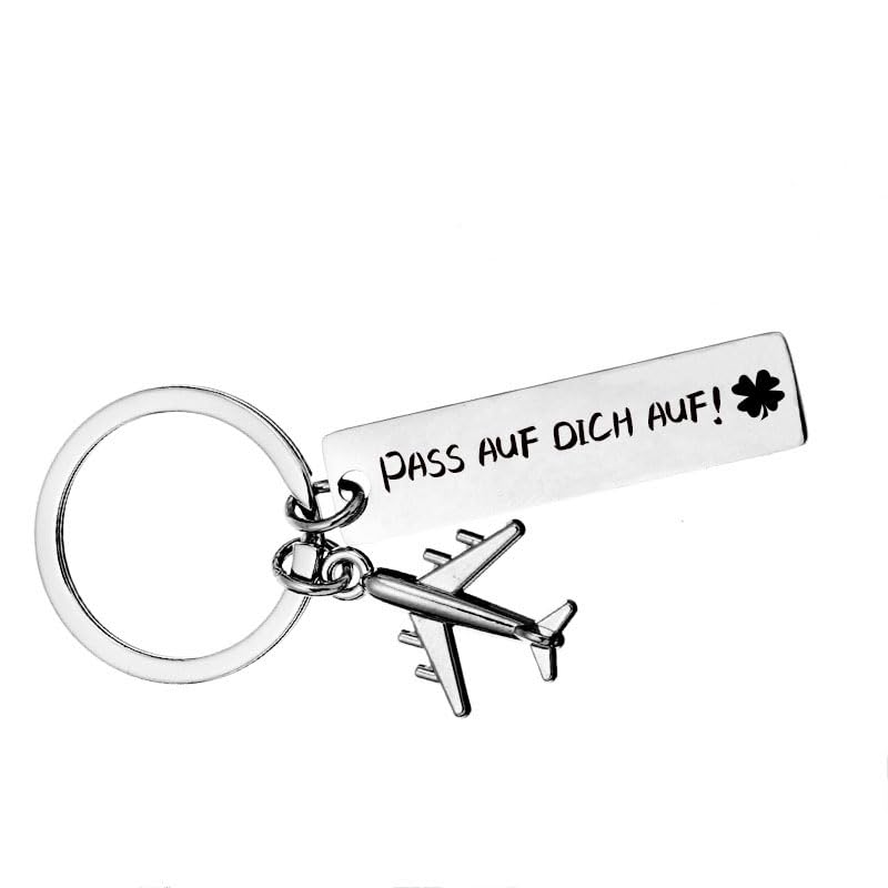 IFUDE Personalisiert Schlüsselanhänger mit Gravur Pass auf dich auf! -Glücksbringer...