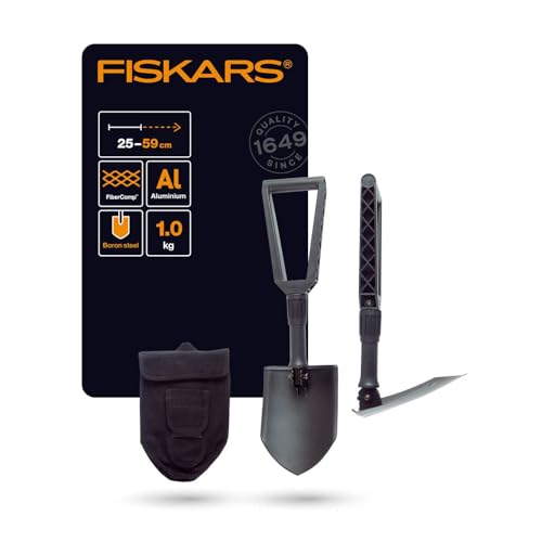 Fiskars Klappspaten für Camper und Bergsteiger, Auch als Schaufel und Hacke einsetzbar,...