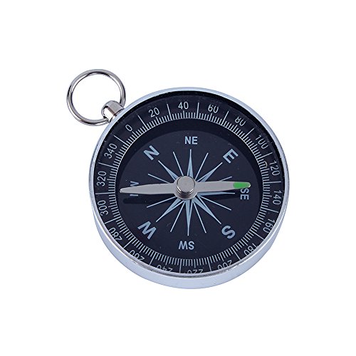 Tbest Kompass mit weißem Zifferblatt, isiert, 45 mm Aluminiumgehäuse, Silber, tragbarer...