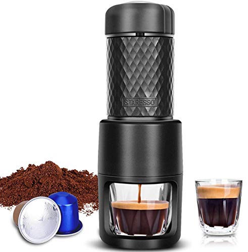 STARESSO CLASSIC Tragbare Espressomaschine, 2-in-1 Reise-Kaffeemaschine, Kompatibel mit...
