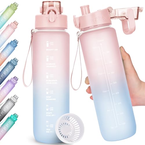 AOHAN Trinkflasche, 1l Wasserflasche BPA-Frei, Trinkflasche Sport Auslaufsicher,...