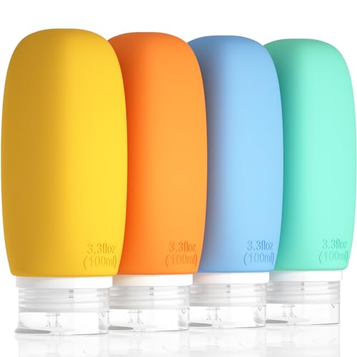 Morfone Reiseflaschen zum Befüllen 100ml, 4 Stück Silikon Reiseflaschen Set, Shampoo...