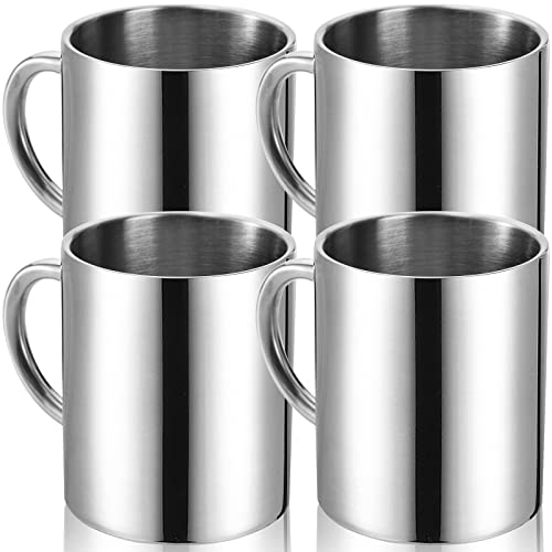 Tebery 4 Stück 300ml Edelstahl Kaffeebecher, Kaffeetasse, Doppelwandige Isolierbecher,...