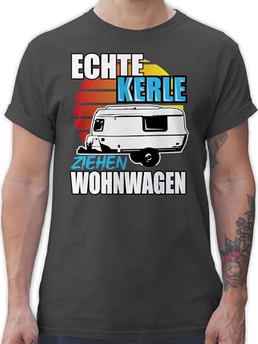 T-Shirt Herren - Hobby Outfit - Echte Kerle ziehen Wohnwagen - XL - Dunkelgrau - Shirt...