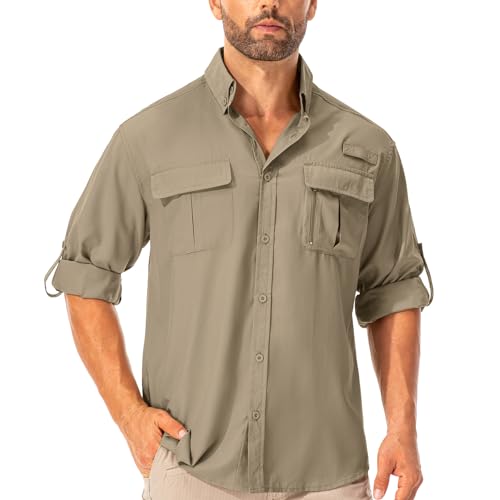 Asfixiado Hemd Herren Safari UPF50+ UV Schutz Wanderhemd Herren Langarm Funktionshemd...