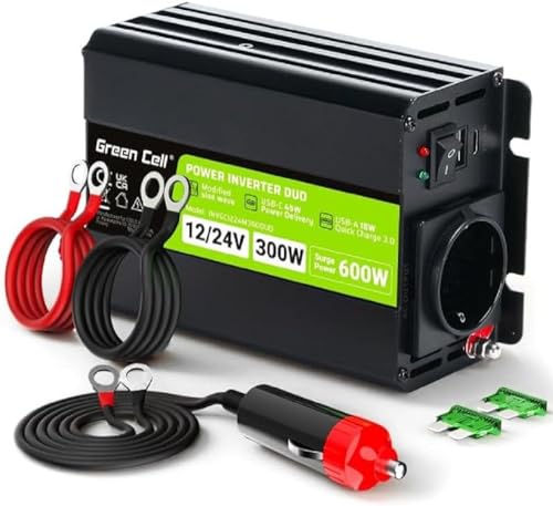 Green Cell® Wechselrichter Spannungswandler Duo 12V/24V auf 230V 300W/600W Modifizierte...