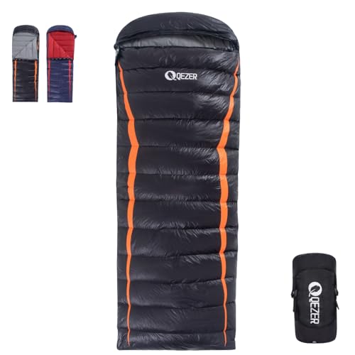 QEZER Daunenschlafsack Ultraleicht Schalfack mit Premium Daunen 8C° bis -3C° für...