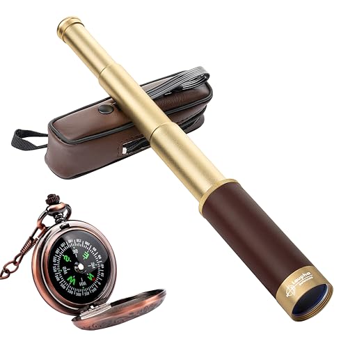 Laupha Retro Pirat Teleskop Monokular 25x30 Zoomable Vintage Kapitän Jack Spyglass BAK-4...