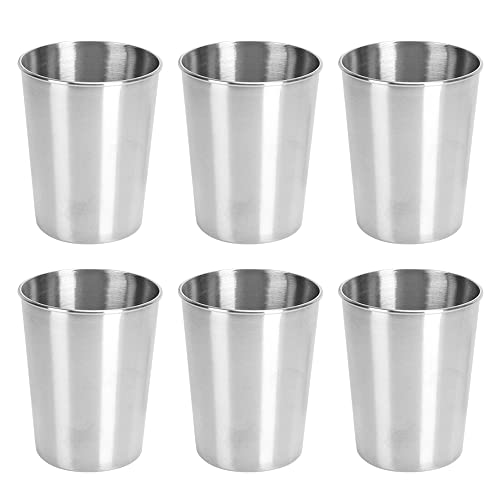 MOPOIN Edelstahl Becher Set, 6 Stück Trinkbecher Edelstahl 250ml Metall-Bierbecher...