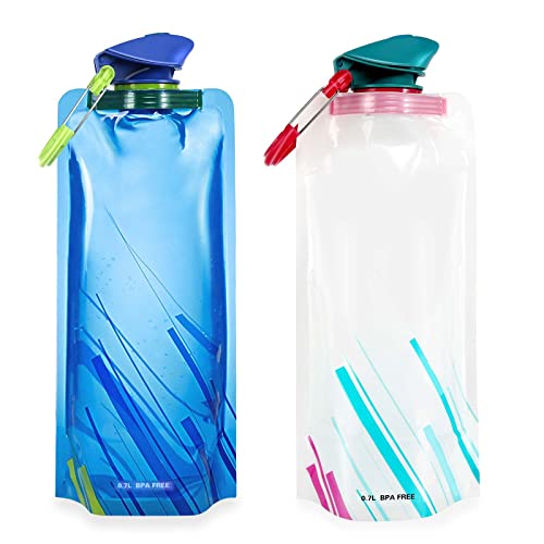 CAINCAY Faltbarer Wasserflaschen, 700ml 2 Stück Faltbare Trinkflasche Flexible...