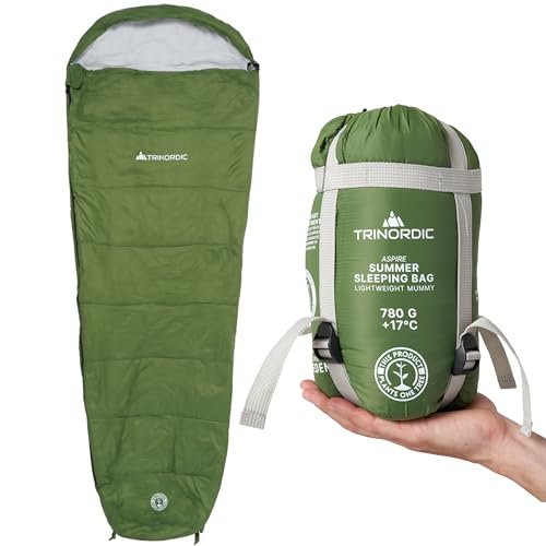 Trinordic 780g Ultraleicht Sommerschlafsack – mit Anti-Klemm-Reißverschluss - Kompakter...