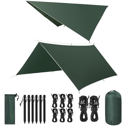 VOSOIR Tarp 3x3M Wasserdicht, Ultraleicht Camping Zeltplane, mit 9 Öse+6...