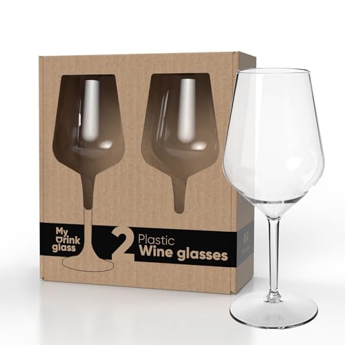 MyDrinkglass Weingläser Plastik | 2 Stück | Weißweingläser | Wiederverwendbar | Zero Waste | 470 ml