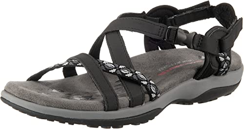 Skechers Damen Reggae Slim Vacay Slingback Sandalen, Black Duraleather/Webbing, 39 EU