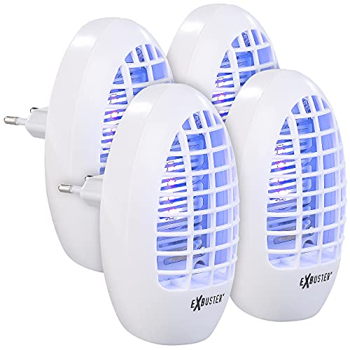 Exbuster Mückenlicht Steckdose: 4er-Set Steckdosen-Insektenvernichter mit UV-Licht, für...