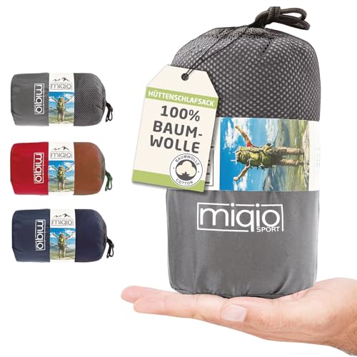 MIQIO® 2in1 Baumwoll-Hüttenschlafsack mit durchgängigem Reißverschluss (Koppelbar):...