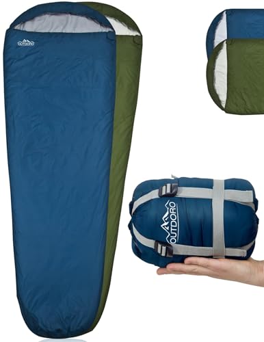 Outdoro ultraleichter Schlafsack 800g - kleines Packmaß - leicht, dünn und warm -...