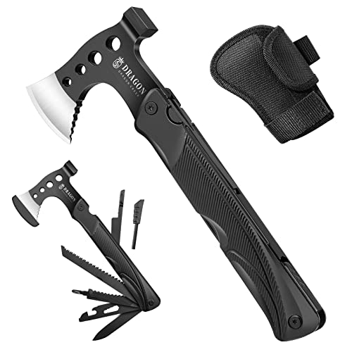 DRAGON CREEK Camping Axt Beil, Outdoor Survival Multitool klein Axt, Aluminium Griff 15 in...