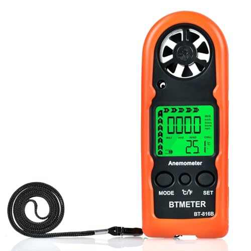 BTMETER Anemometer Handheld, BT-816B Digitaler Windmesser windmessgerät 0.3~30 m/s misst...