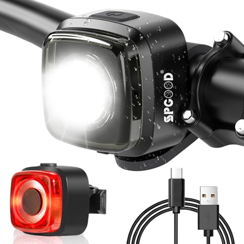 SPGOOD Fahrradlicht Set | StVZO Zugelassen Fahrradbeleuchtung |Fahrradlicht USB Aufladbar...