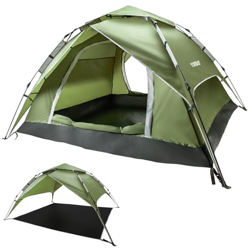 Yorbay 2 in 1 Pop Up Camping Zelte für 2-3 Personen, doppelwandig Wasserdicht UV-Schutz...