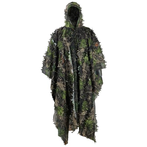 Zicac 3D Ghillie Tarnanzug, Outdoor mit schnelltrocknend Polyester 3D-Blätter Tarnen Cape...