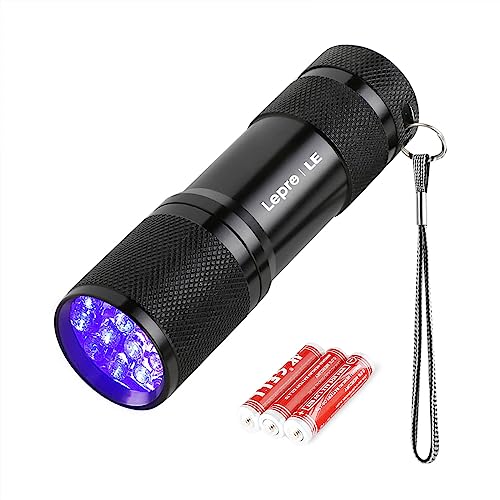 LE LED UV Schwarzlicht Taschenlampe mit 9 LEDs, mini UV Lampe Ultraviolettes Licht mit...