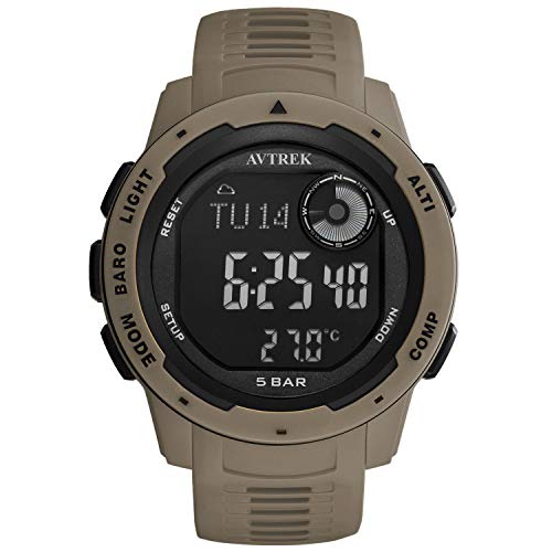 AVTREK wasserdichte Digitaluhr, Outdoor-Sportuhr, Militär-Armee-Uhr mit Schrittzähler,...