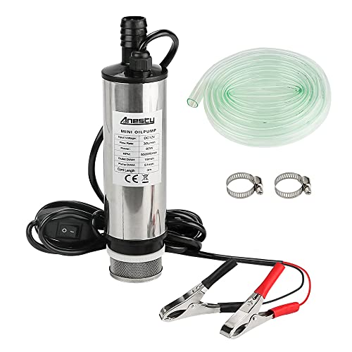 Edelstahl Transfer Pumpe 12V Φ51mm Wasserpumpe Tauchpumpe für Auto Diesel Öl Heizöl...