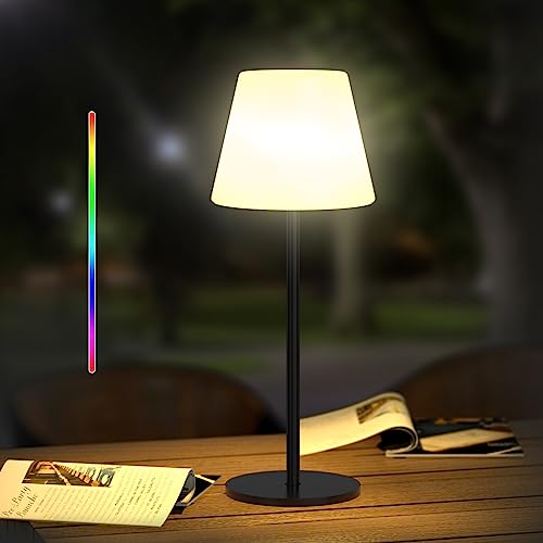 Ecvivk Outdoor Tischlampe LED Akku-Tischlampe Kabellos Nachttischlampe Dimmbar Warmweiß...