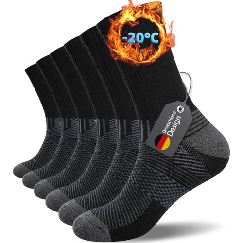 Ruixue 6 Paar Sportsocken Herren Damen Wandersocken Trekkingsocken Baumwolle Atmungsaktiv...