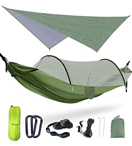 Ultraleicht Outdoor Hängematte mit Moskitonetz und Regenfliege Tarp, 2 Personen Camping...