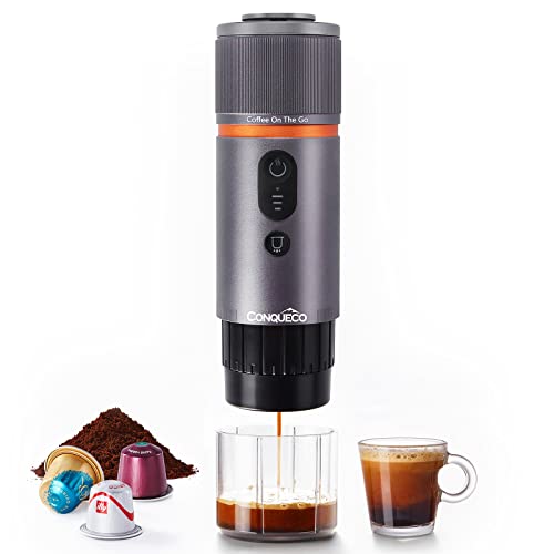 CONQUECO Kaffeemaschine Auto Espressomaschine 12v: Tragbare Akku Espresso Maker für...