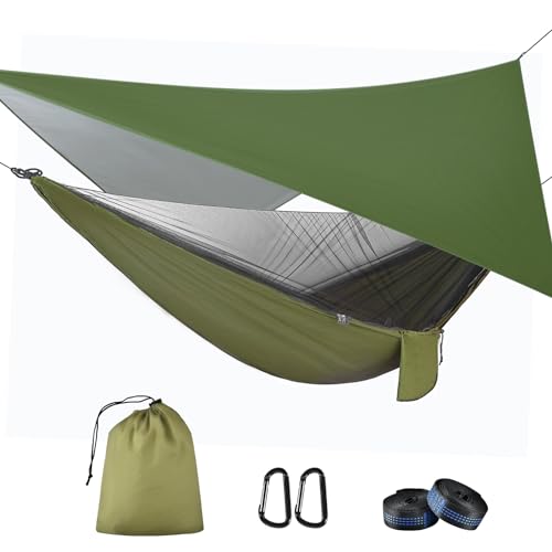 OTraki Hängematte Outdoor mit Tarp Moskitonetz 290cm x 140cm Ultraleicht Wasserdicht...