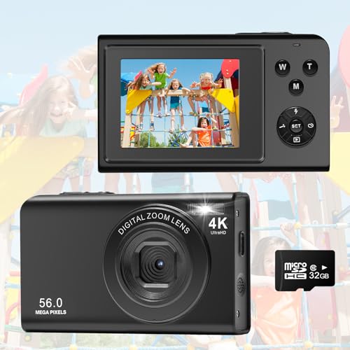 Digitalkamera, AutoFocus 4K Fotoapparat Fotokamera mit 32GB Speicherkarte,16X...