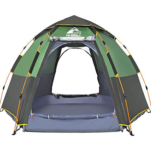HEWOLF Kuppelzelt 3-4 Personen Campingzelt Wasserdicht Pop Up Zelt UV-Schutz Sekundenzelt...