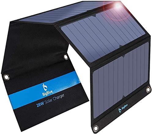 BigBlue 28W Tragbar Solar Ladegerät 2-Port USB(5V/4A insgesamt), IPX4 SunPower Solarpanel...