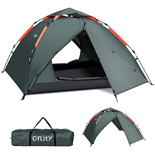 Cflity Camping Zelt, 3 Personen Instant Pop Up Wasserdicht DREI Schicht Automatische...