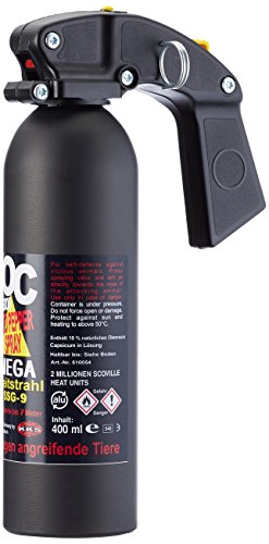 BlackDefender Pfefferspray OC 5000 Mega Weitstrahl (Jet) mit Pistolengriff zur...