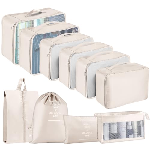 Koffer Organizer Set, 10 Stück Packing Cubes for Suitcase Travel Accessories...