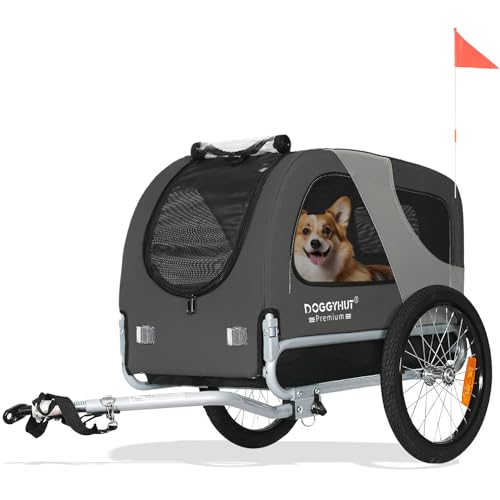 DOGGYHUT® MEDIUM Fahrrad Hundeanhänger für Hunde bis 23 kg Fahrradanhänger Klappbar...