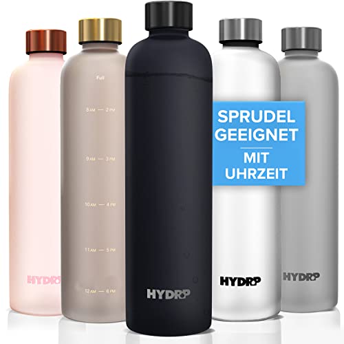 HYDROP® Trinkflasche 1L Kohlensäure geeignet & auslaufsicher [100% DICHT] - Trinkflasche...