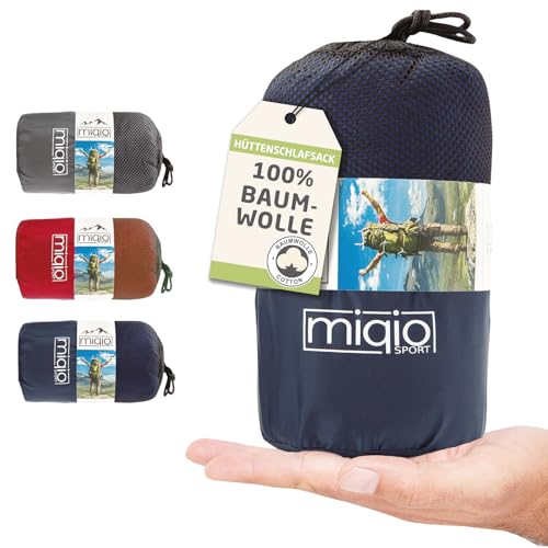 MIQIO® 2in1 Baumwoll-Hüttenschlafsack mit durchgängigem Reißverschluss (Koppelbar):...