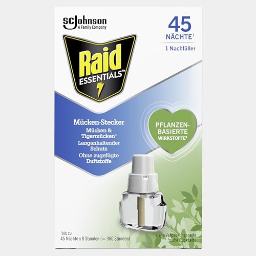 Raid Essentials Mückenstecker 45 Nächte Nachfüller, Elektrischer Insekten-Schutz vor...