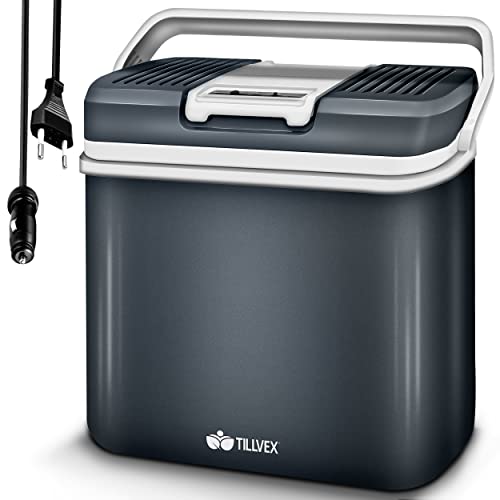 tillvex Kühlbox elektrisch 24L | Mini-Kühlschrank 230 V und 12 V für KFZ Auto Camping |...