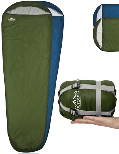 Outdoro ultraleichter Schlafsack 800g - kleines Packmaß - leicht, dünn und warm -...